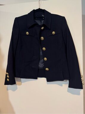 VTG 80s Herbert Grossman Navy Blue Tailored Jacket Lion Buttons Union Made